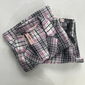 Victoria's Secret Women’s Long Sleeve/Pants Pink/Gray/Black Plaid Pajamas Set XS